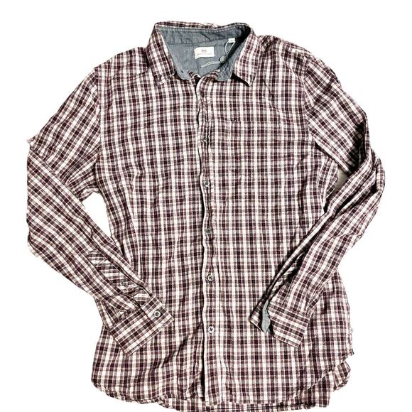 Adriano Goldschmied Men's Red and White Plaid Flannel Button Down Size Small - Picture 2 of 6